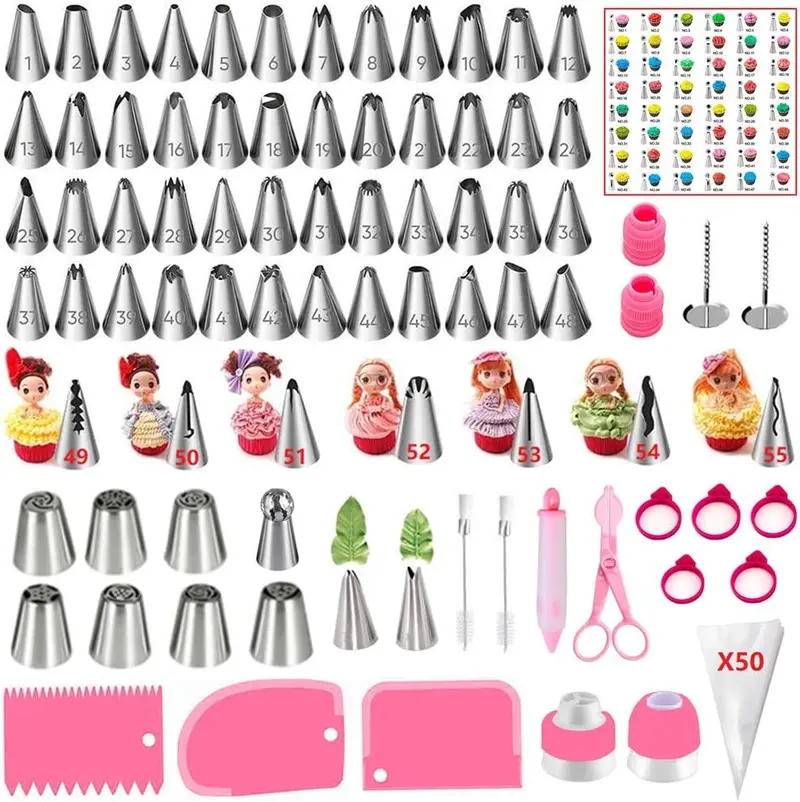 Anslyqa 118-Piece Cake Decorating Set – Icing Tips, Pastry Bags, Silicone Molds, Carved Pens & More 1