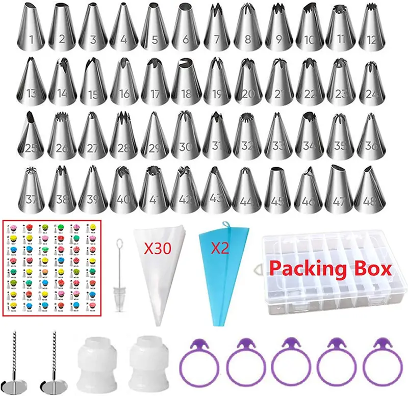 Anslyqa 125-Piece Icing Kit – Piping Tips, Pastry Bags, Couplers, Scrapers & Cake Decorating Tools 1