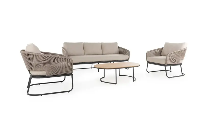 Corsica 4-Piece Outdoor Conversation Set With Sunbrella Canvas Heather Beige Cushions 1