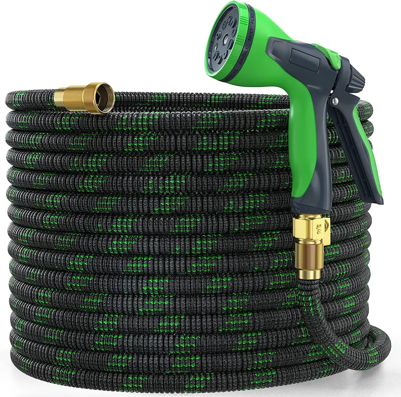 Eooio 50-Foot Expandable Garden Hose – Flexible, Leakproof Design With 10-Setting Nozzle & Premium 3/4" Brass Connectors 1