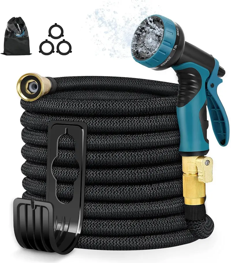 Eooio 75-Foot Heavy-Duty Expandable Hose – 3750D Latex Core, 10-Mode Nozzle, Solid Brass Fittings & Lightweight Collapsible Build 1