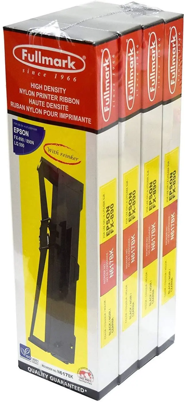Fullmark N617Bk High-Density Nylon Printer Ribbon With Integrated Ink Tank – 4-Pack For Epson Fx-890/Lq-590 Series 1
