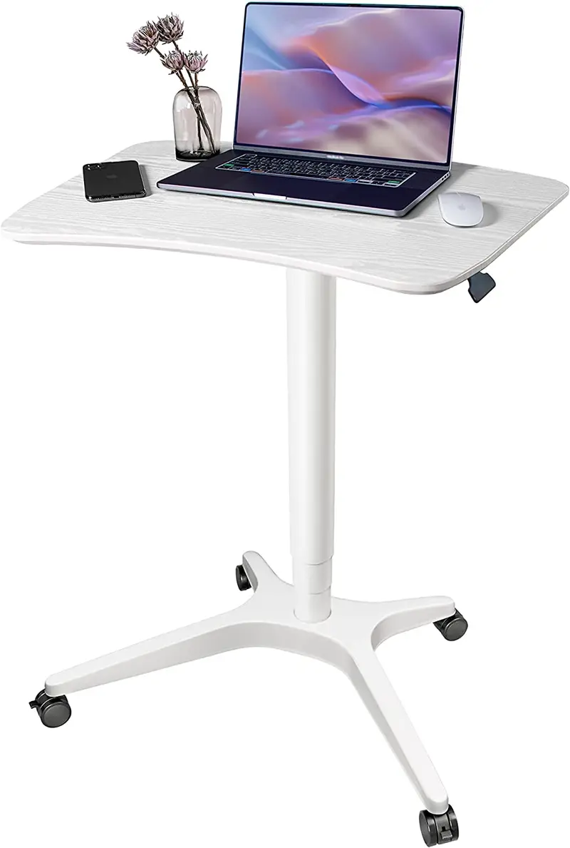 Korgol Mobile Pneumatic Standing Desk – 47" Height-Adjustable Laptop Stand With Gas Spring (Walnut Finish) 1