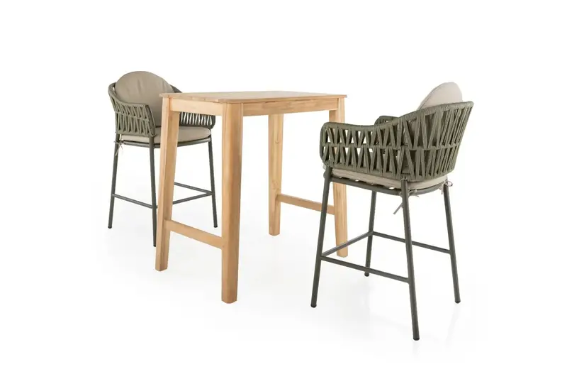 Moana 3-Piece Teak Bar Set – Bar Table + 2 Stools 1