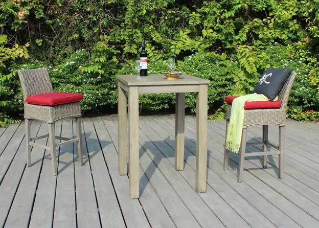 Moana Bar Stools – Brushed Acacia Wood With Sunbrella Seat Cushions 1