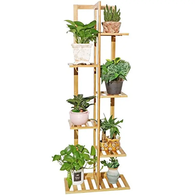 Rossny Bamboo Corner Plant Stand – 6-Tier Tall Living Room Planter Rack For Multiple Potted Plants, Indoor & Outdoor Use 1
