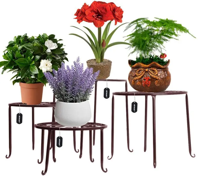 Rossny Iron Scroll-Design Metal Plant Stand – 4-In-1 Freestanding Flower Pot Rack For Patio, Garden Or Living Room Display 2
