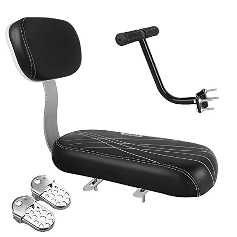 Samyoung Kids Bike Rear Seat Kit – Safety-Focused Child Carrier With Armrests, Footrests & Pedals (Black) 1
