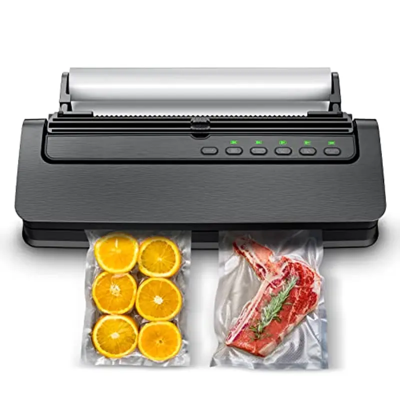 Shoze Professional Food Vacuum Sealer – Dual-Mode (Dry & Moist), Built-In Cutter, Storage Roll & Vacuum Bags Included, 85W Power 1