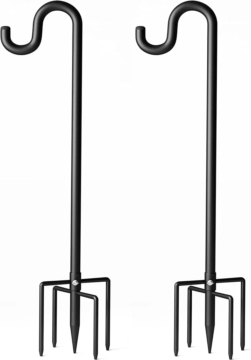 Surprizo 76-Inch Extra-Thick Shepherd Hook – Reinforced Outdoor Pole With 5-Prong Base For Gardens, Weddings & Heavy-Duty Hanging Decor (2-Pack) 1