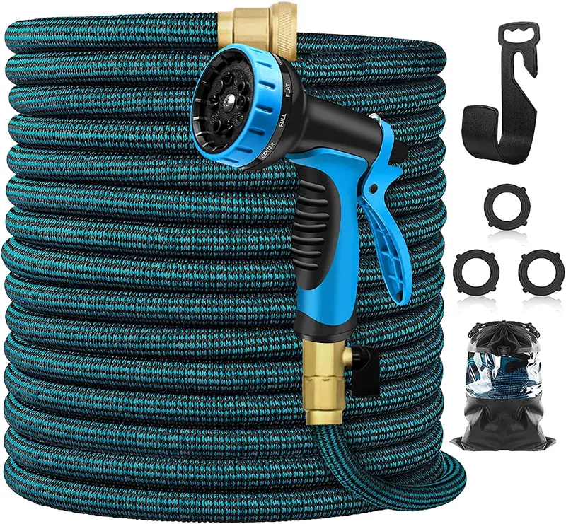 Unfort 25-Foot Compact Expandable Hose – Portable, Flexible Retractable Garden Hose With 10 Spray Patterns 1