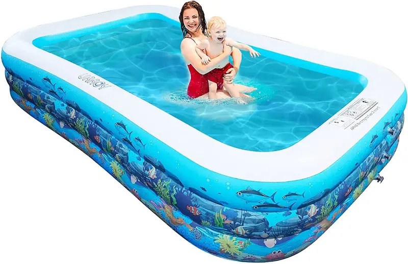 Urroy 10-Foot Rectangular Inflatable Pool – Extra-Thick 0.4Mm Pvc, Family-Friendly Backyard Lounge Pool For Adults & Kids 1