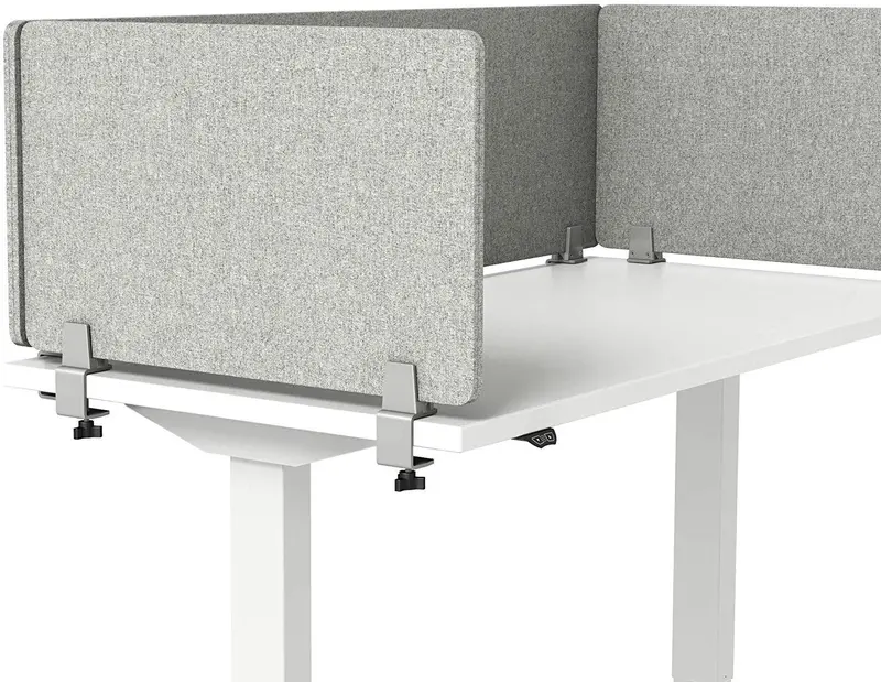 Varoom Light Grey Acoustic Desktop Privacy Divider – Clamp-On Sound-Absorbing Cubicle Panel (23" W × 18" H) 1