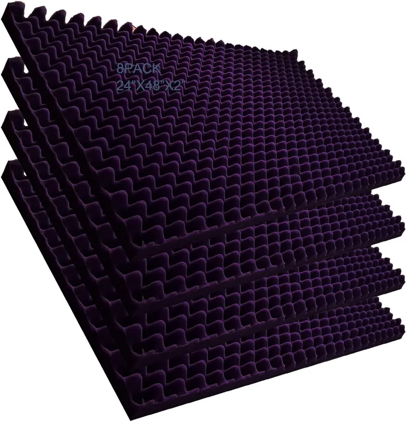 Wingogh 8-Pack Purple Acoustic Egg Foam Panels – 24" × 48" × 2" High-Density Sound-Absorbing Boards For Professional & Home Studios 1